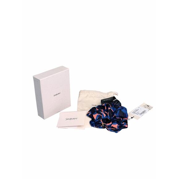 Saint Laurent NWT Cassandre Chouchou Hair Scrunchie in Blue Leopard Print main image 7